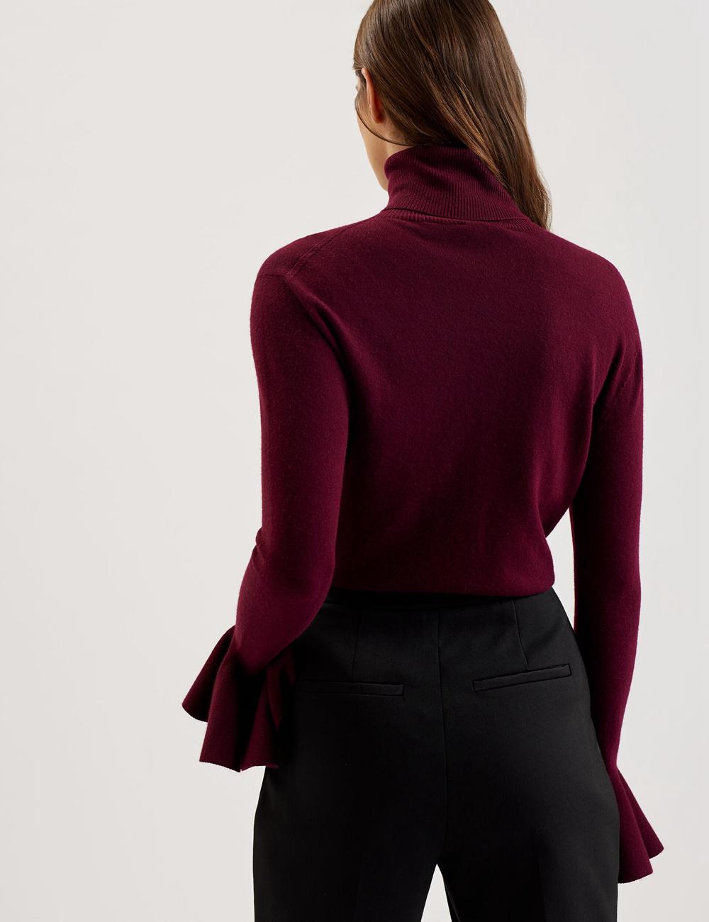 Women Ted Baker TAMSENN - Roll Neck Wool Cashmere Jumpers Red | India  KTNM-05816