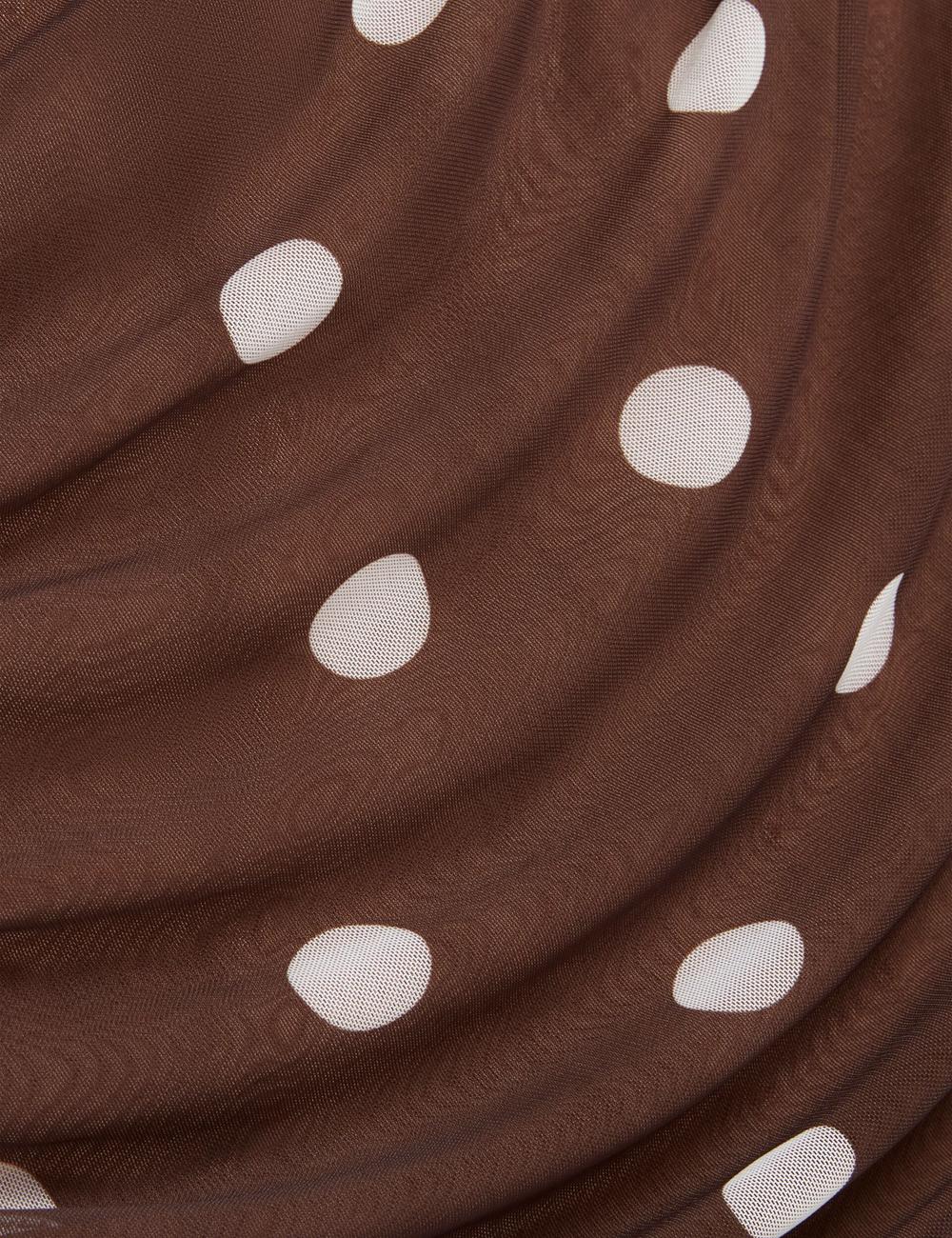 Women Ted Baker TILDAHH - Off-Shoulder Polka Dot Mesh Mini Dresses Dk-Brown | India  NOLK-08493