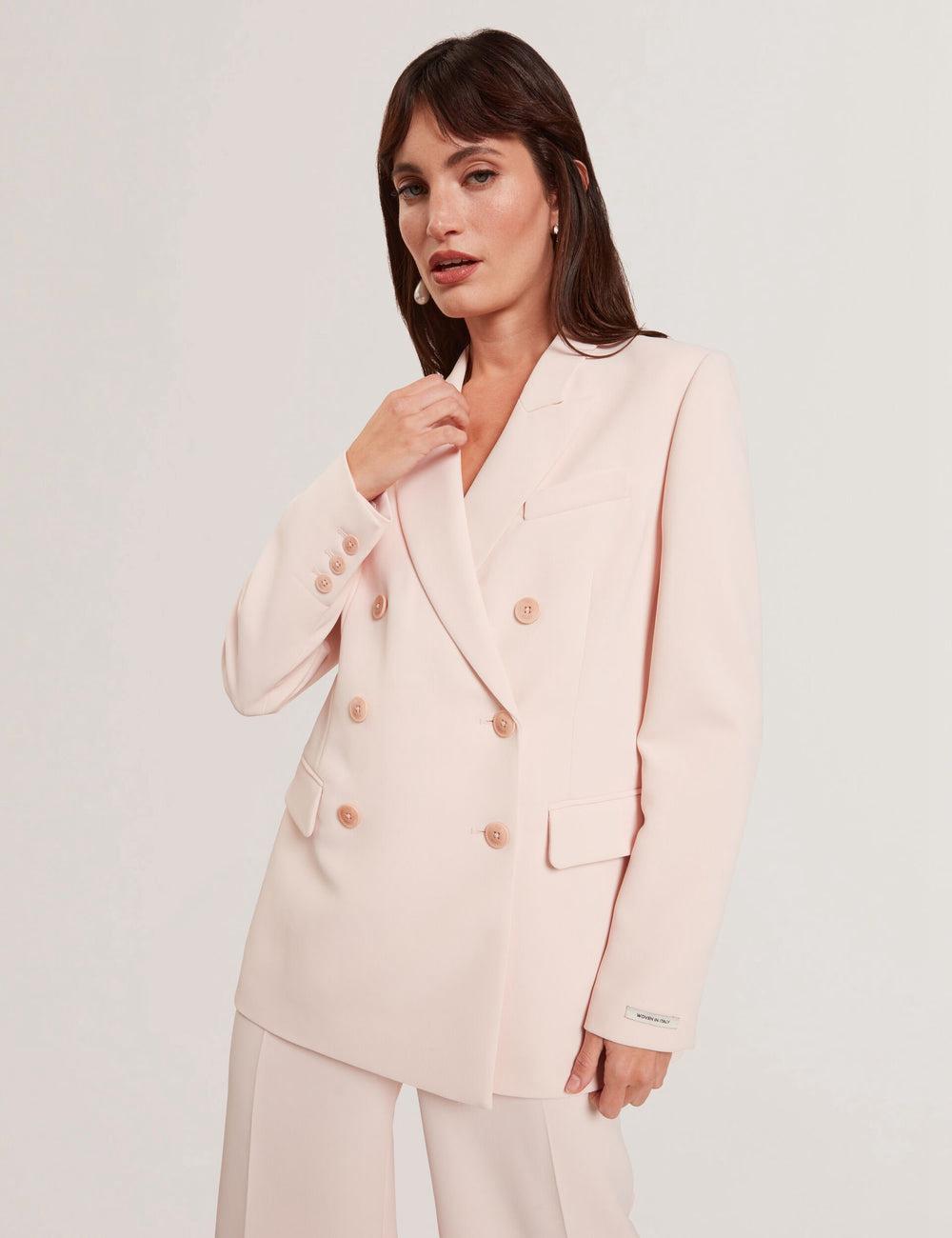 Women Ted Baker TRAGA - Tailored Double Breasted Woven Blazers Pink | India  BPEC-10856
